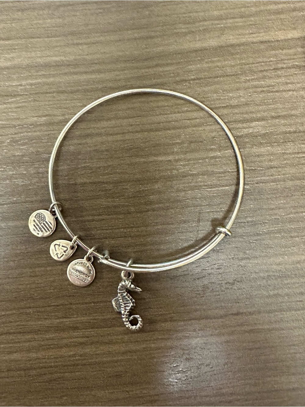Alex and Ani Silver Seahorse Charm Bangle Bracelet